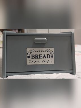 Vintage Wood Bread Box: Rustic French Blue Color, Farmhouse Kitchen Storage